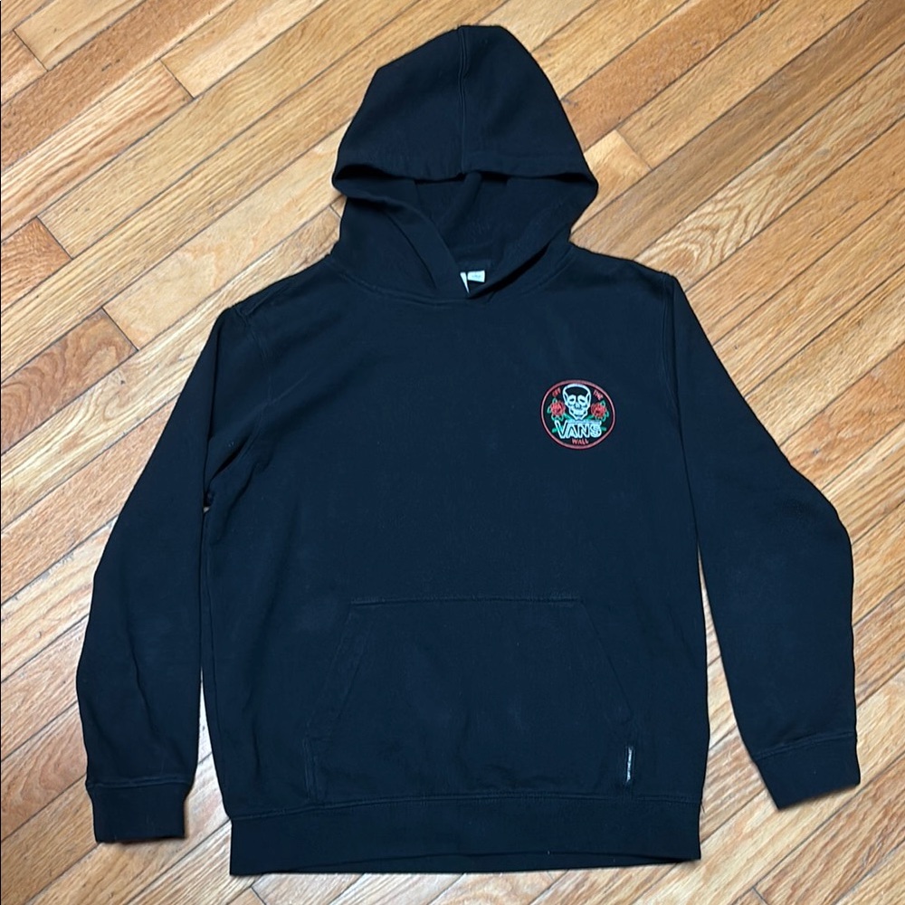 Vans Black Hoodie Sweatshirt with Circular Logo